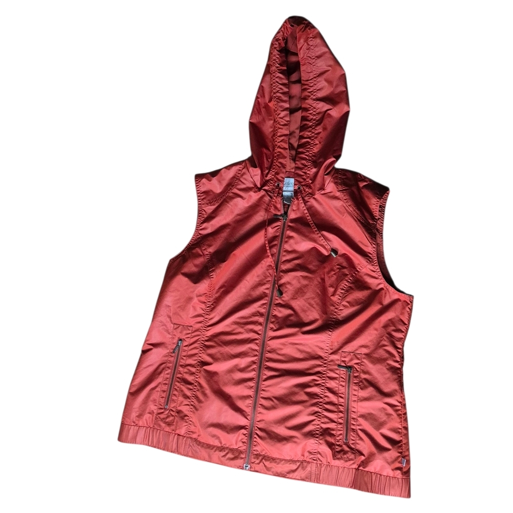 2 Burnt Orange Hudded Vest with V-Neck Zip Up - Picture 3 of 7